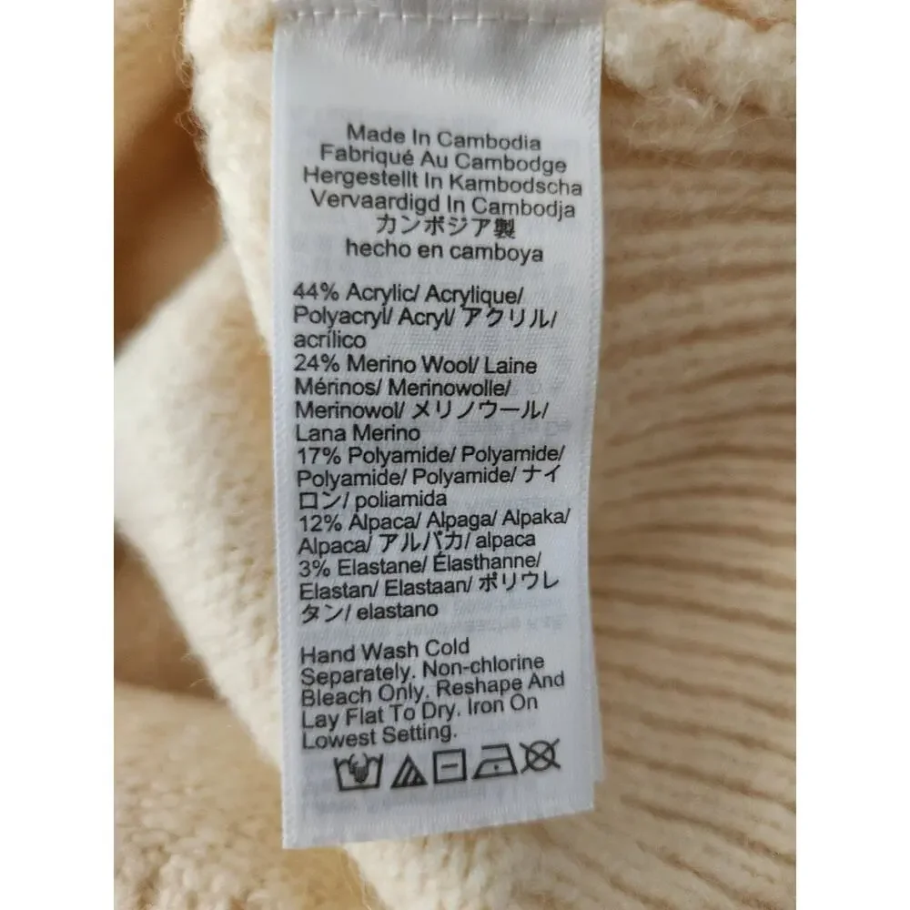 NWOT J. Crew Crewneck Pullover Sweater Western Girly Bow Print Ivory/Burgundy L